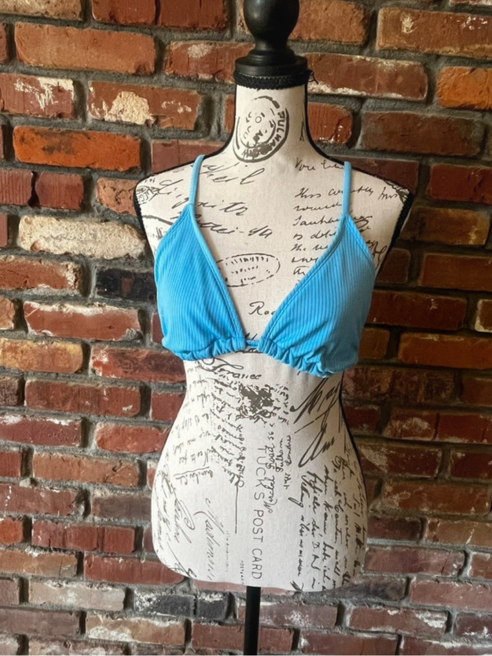 wild fable Bright Blue Ribbed Triangle Bikini Top